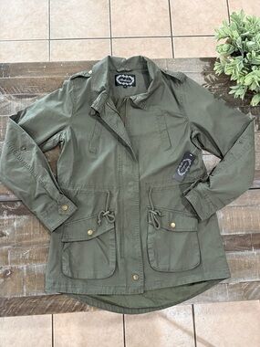 Ambiance Olive Green Military Utility Jacket - Size M - Roll Tab Sleeves